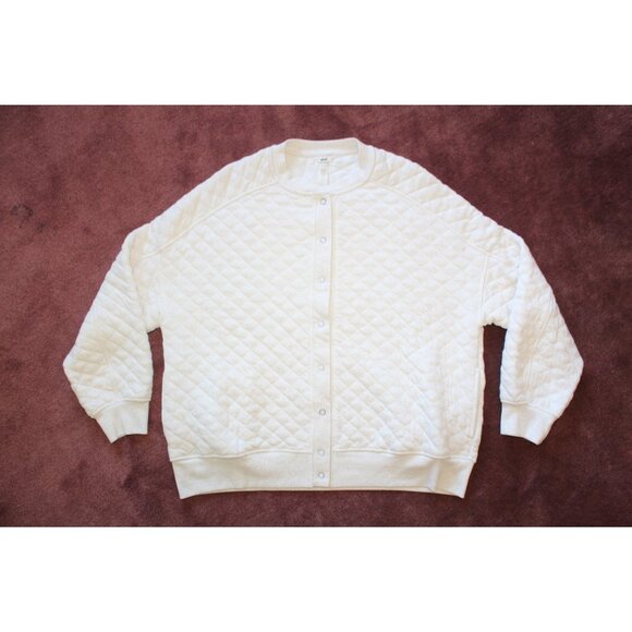 Aerie Quilted Cardi Bomber Jacket Size M/oversize Long Sleeves Snap Buttons - Picture 4 of 11